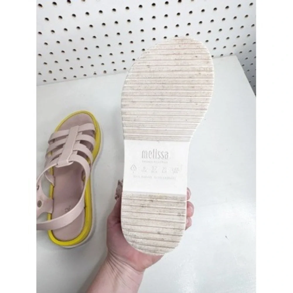 Melissa | Light Pink + Neon Yellow Platform Gladiator Jelly Sandals Women Size 7